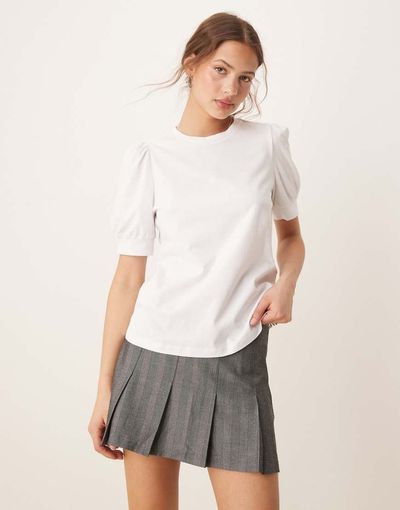 AWARE AWARE t-shirt with puff sleeves in white
