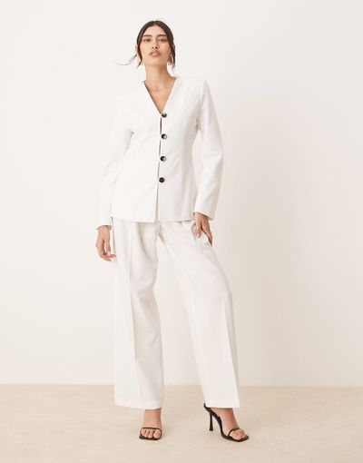 AWARE AWARE tailored wide leg pants in white - part of a set