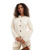 AWARE AWARE textured boucle cardigan in cream-White - 1