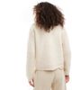 AWARE AWARE textured boucle cardigan in cream-White - 4