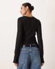 AWARE AWARE textured jersey long sleeve t-shirt with lettuce edging in black - 2