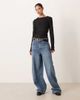AWARE AWARE textured jersey long sleeve t-shirt with lettuce edging in black - 3