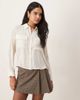 AWARE AWARE utility style long sleeve shirt with fold up cuff details in cream-White - 1
