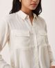 AWARE AWARE utility style long sleeve shirt with fold up cuff details in cream-White - 3