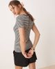 AWARE AWARE v neck t-shirt with contrast trim in mono stripe-White - 4