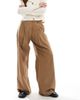 AWARE VERO MODA AWARE drapey tailored dad pants in warm brown - 1