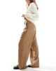 AWARE VERO MODA AWARE drapey tailored dad pants in warm brown - 2