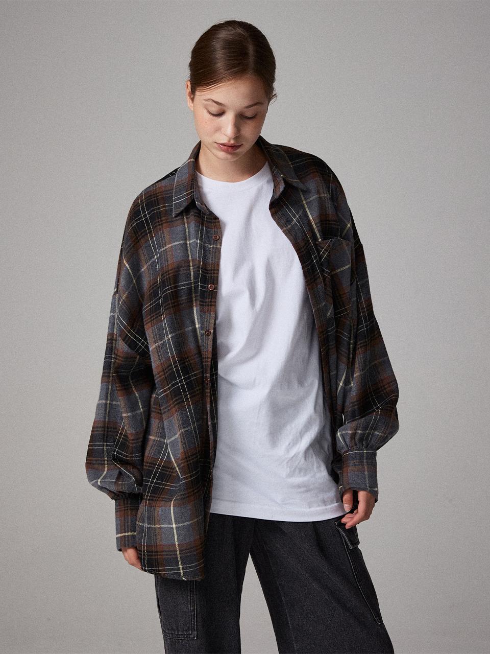 Awesomestudio Big Checkered Oversized-Fit Shirt Charcoal