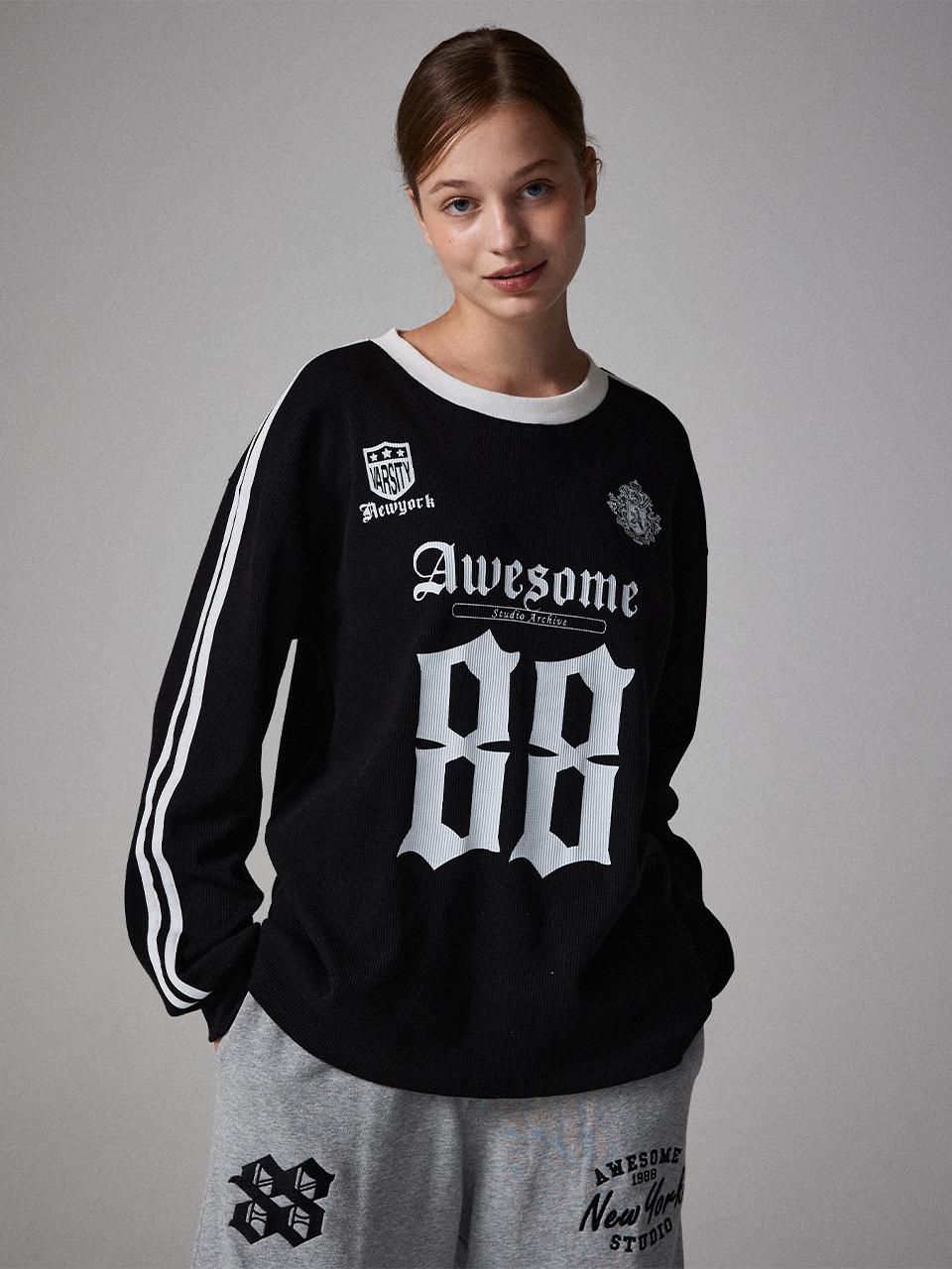 Awesomestudio Blokecore Waffle Long Sleeve T-Shirt Black