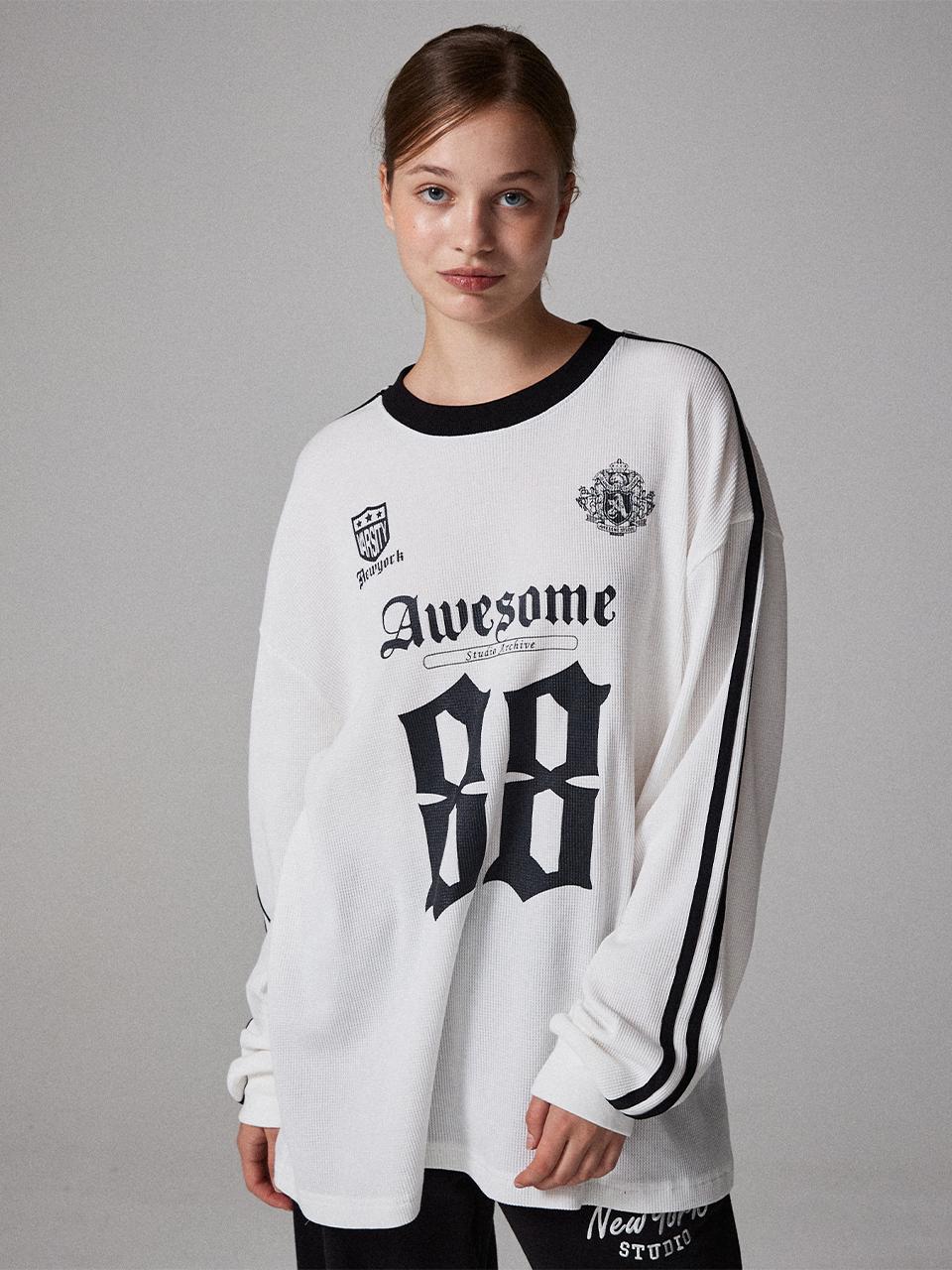 Awesomestudio Blokecore Waffle Long Sleeve T-Shirt White