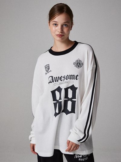 Awesomestudio Blokecore Waffle Long Sleeve T-Shirt White