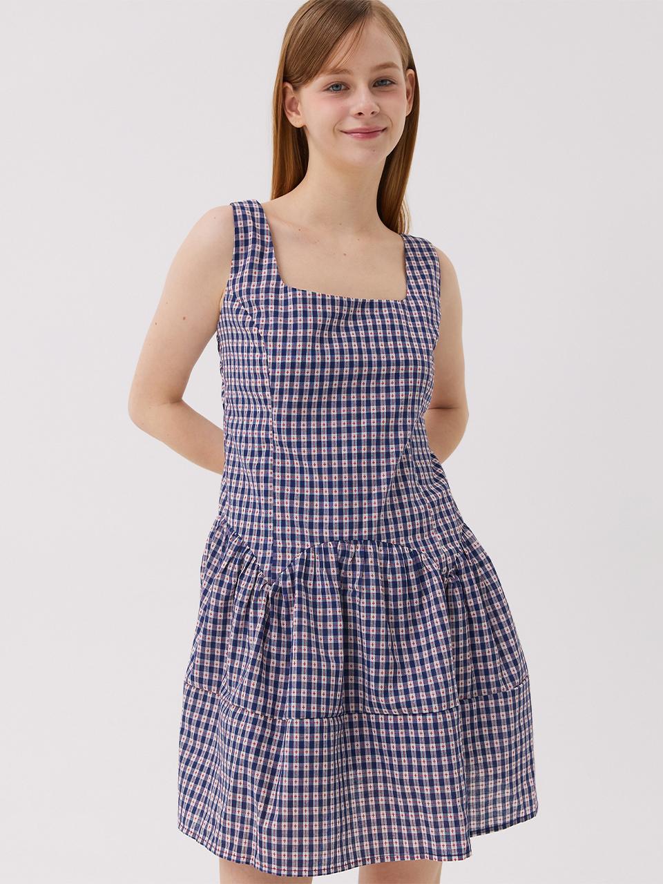 Awesomestudio Check Layered Dress [Navy]