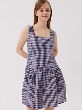 Awesomestudio Check Layered Dress [Navy]