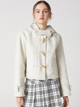 Awesomestudio Cropped hooded duffle coat Light beige