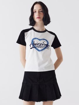 Awesomestudio Denim patch short sleeve T-shirt white
