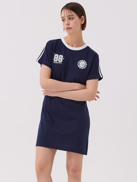 Awesomestudio Football Line Color Block Dress [Navy]
