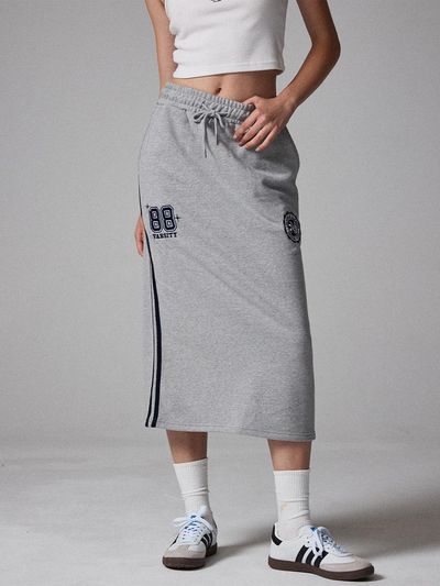 Awesomestudio line contrast sweat long skirt melange gray