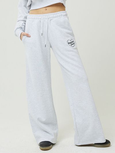 Awesomestudio Low Waist Wide Sweatpants _White Gray