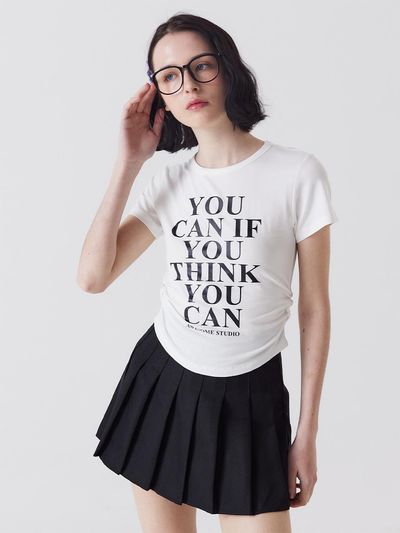 Awesomestudio shirring short-sleeved T-shirt Light beige