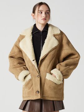 Awesomestudio Suede Shearling Jacket Beige