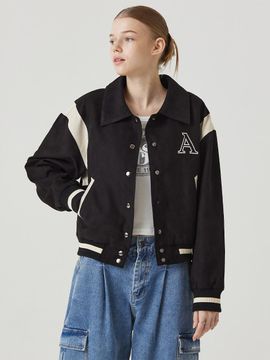 Awesomestudio Varsity Eco-Suede Jacket Black