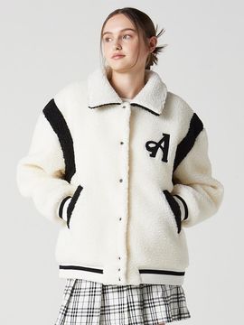 Awesomestudio Varsity Fur Padded Jacket light beige