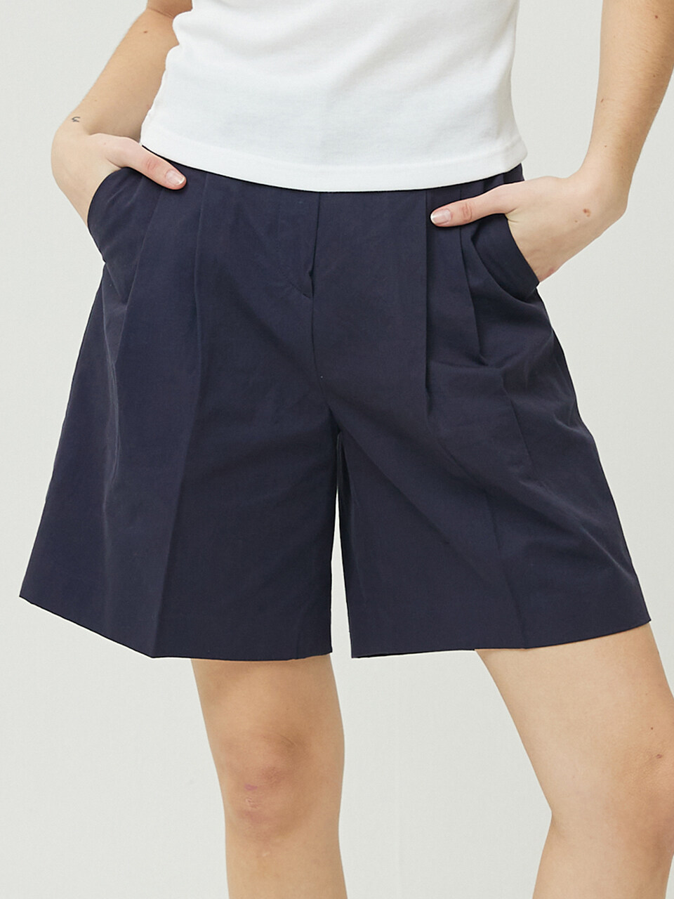 Awesomestudio Womens Chino Bermuda Pants_Dark Navy