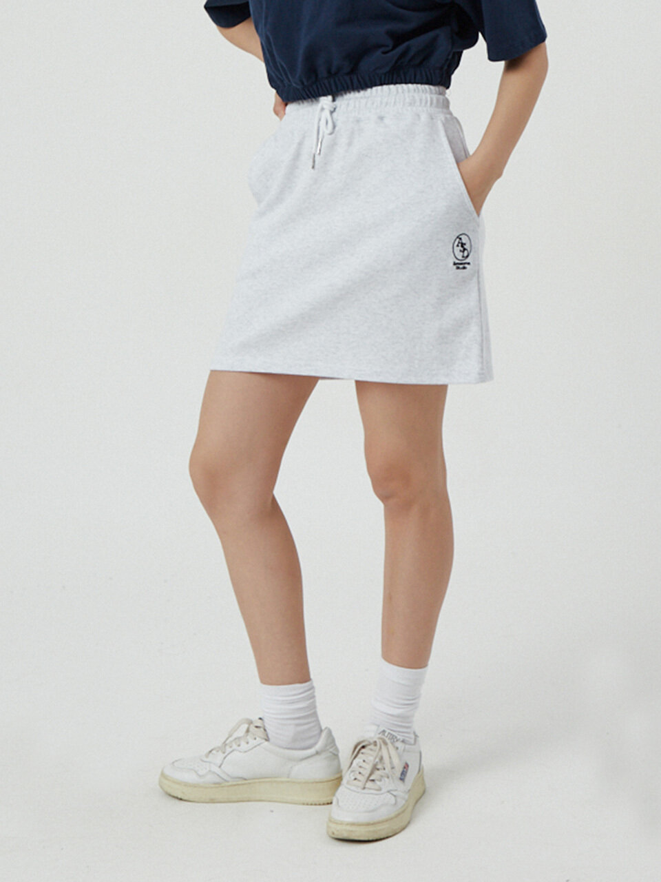 Awesomestudio Womens Sweat Mini Skirt_Gray White