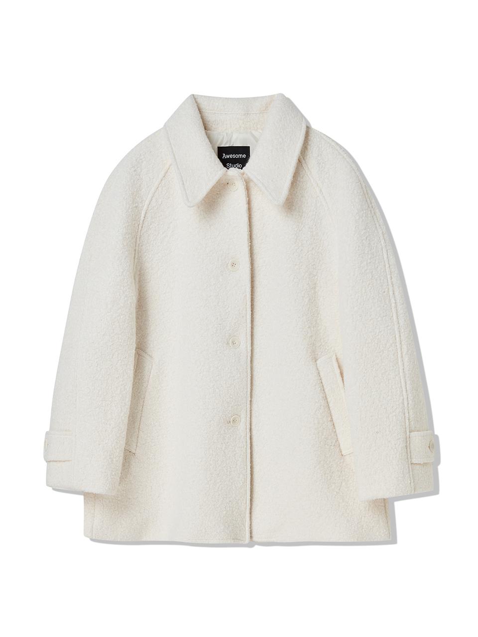 Awesomestudio wool boucle half-coat light beige