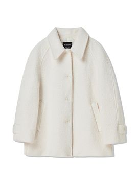 Awesomestudio wool boucle half-coat light beige