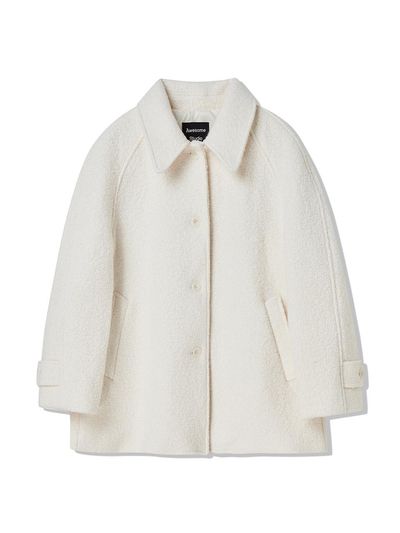 Awesomestudio wool boucle half-coat light beige