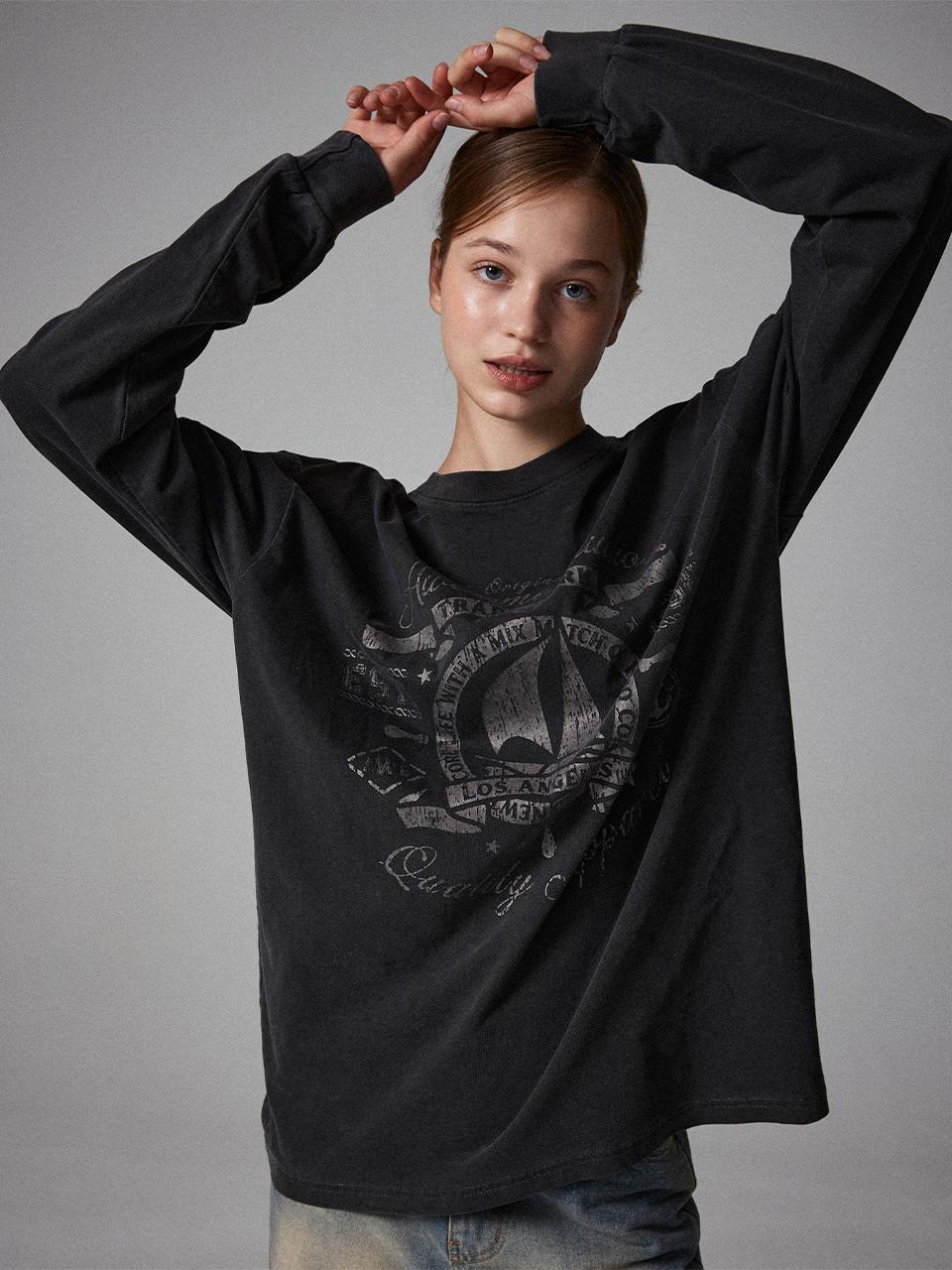 Awesomestudio Yacht Club Pigment Long Sleeve T-shirt Charcoal
