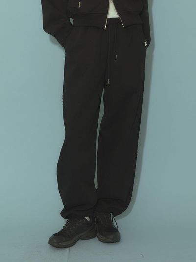 AWIT Lace 2Way Semi-Wide Sweatpants [Black]
