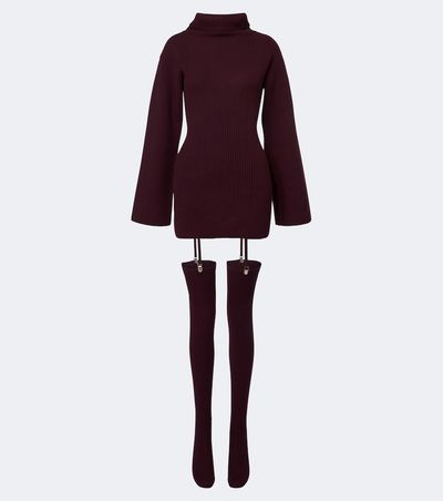 Aya Muse Aya Muse Cursa ribbed-knit wool minidress and tights set