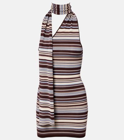 Aya Muse Aya Muse Knitted scarf-detail striped minidress