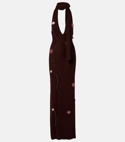 Aya Muse Aya Muse Stem floral-appliquÃ© knitted maxi dress