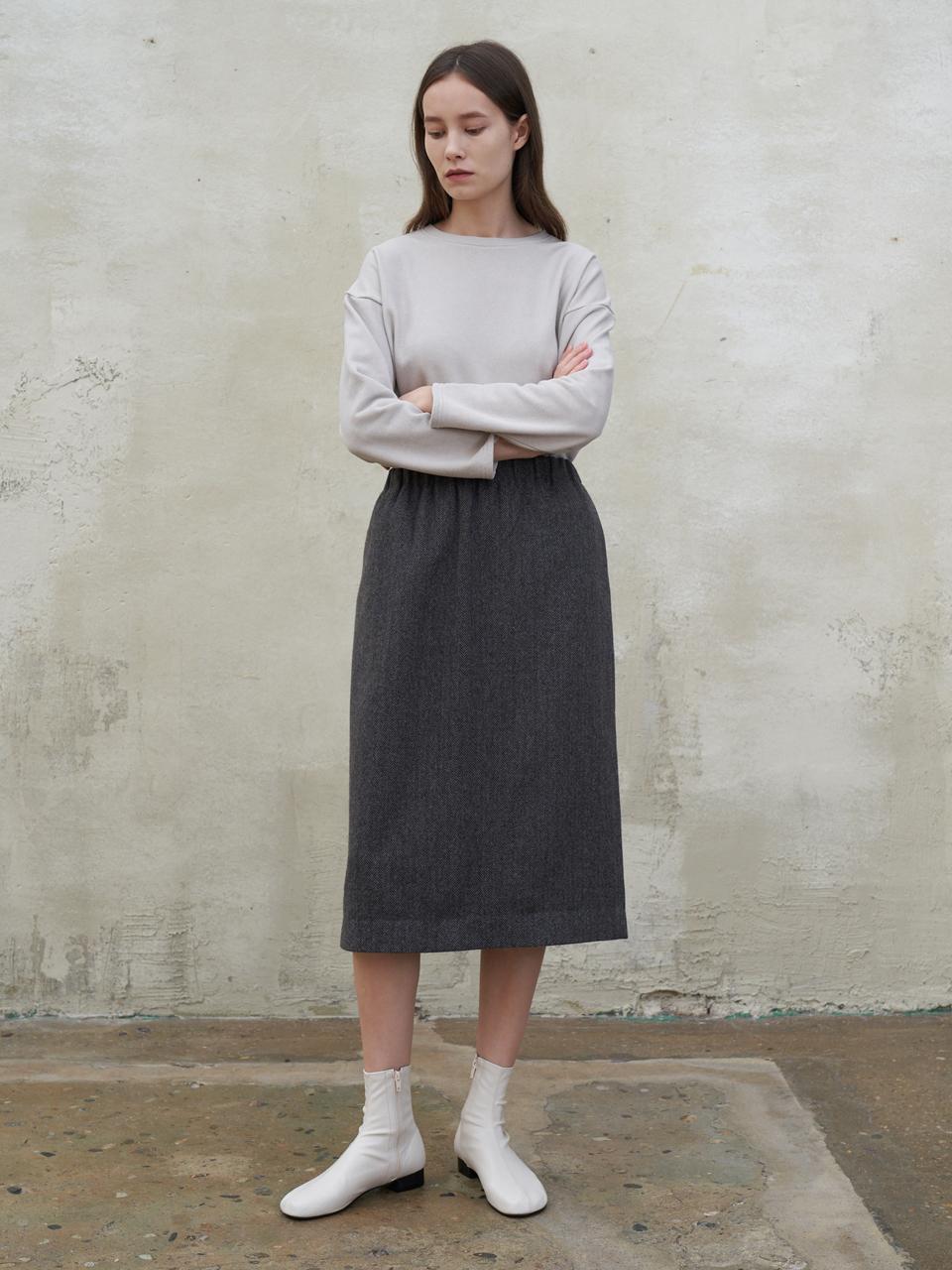 AYU wool basic skirt - herringbone