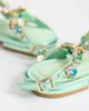 AZALEA WANG Azalea Sarita embellished flat sandals in aquamarine-Green - 3