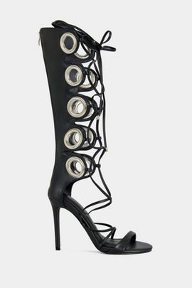 Azalea Wang Azalea Wang Agathon Stiletto Gladiator Sandal Boot in Black, Women's at Urban Outfitters