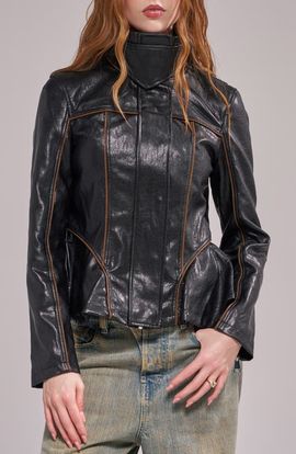 AZALEA WANG AZALEA WANG Ally Faux Leather Peplum Moto Jacket