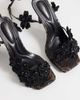 AZALEA WANG Azalea Wang Anastasia high heeled sandals with embellished flowers in bronze-Brown - 3