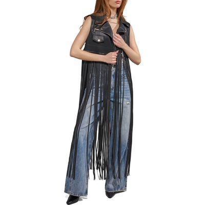 AZALEA WANG AZALEA WANG Arden Fringe Faux Leather Vest