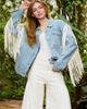 Azalea Wang Azalea Wang Arla Fringe Denim Jacket in Denim, Women's at Urban Outfitters - 3