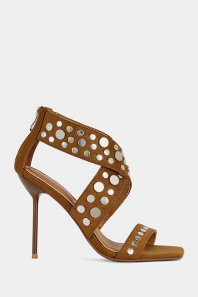 Azalea Wang Azalea Wang Arte Studded Stiletto Heel in Tan, Women's at Urban Outfitters