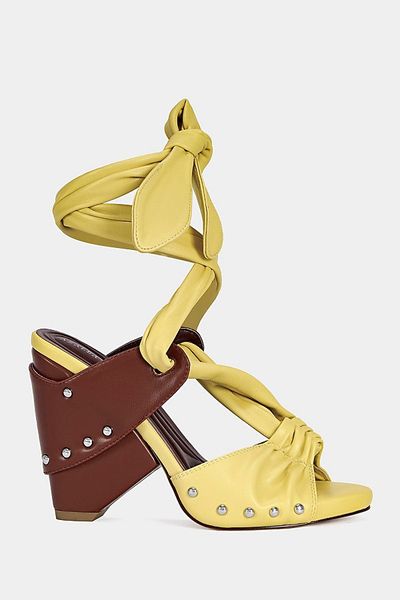 Azalea Wang Azalea Wang Aruba Block Sandal in Yellow, Women's at Urban Outfitters