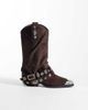 AZALEA WANG Azalea Wang Ashraf slouchy embellished western ankle boots in brown suede - 1