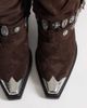AZALEA WANG Azalea Wang Ashraf slouchy embellished western ankle boots in brown suede - 2