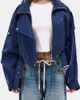 Azalea Wang Azalea Wang Babz Liquid Luxe Moto Jacket in Blue, Women's at Urban Outfitters - 1