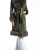 AZALEA WANG AZALEA WANG Belted Faux Suede Coat with Faux Fur Trim - 1