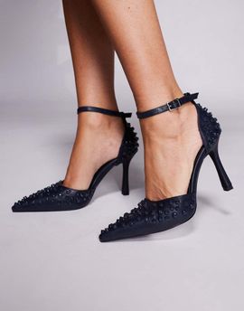 AZALEA WANG Azalea Wang Bessetta studded heels in navy
